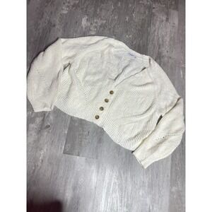 Arizona Jean Co Cream cropped cardigan‎ Three Button Up Size  Xxl C-0052